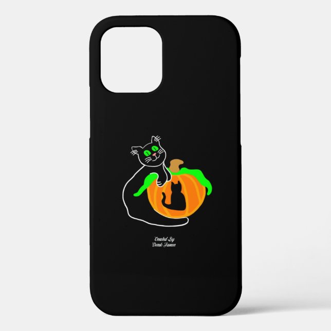 Black Cat Citrouille Apple iPhone 12 Pro Coque (Verso)