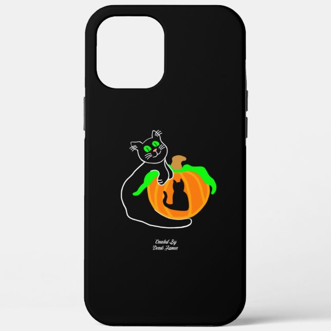 Black Cat Citrouille Apple iPhone 12 Pro Max Coque (Verso)