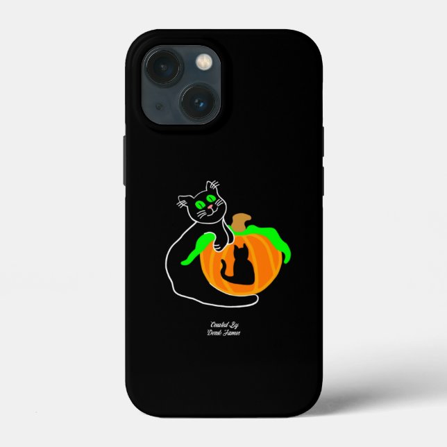 Black Cat Citrouille Apple iPhone 13 Mini Coque (Verso)