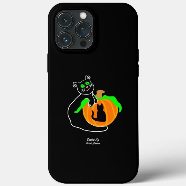 Black Cat Citrouille Apple iPhone 13 Pro Max Coque (Verso)