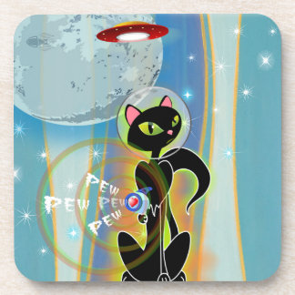 Black Cat dessous de verre en plastique dur