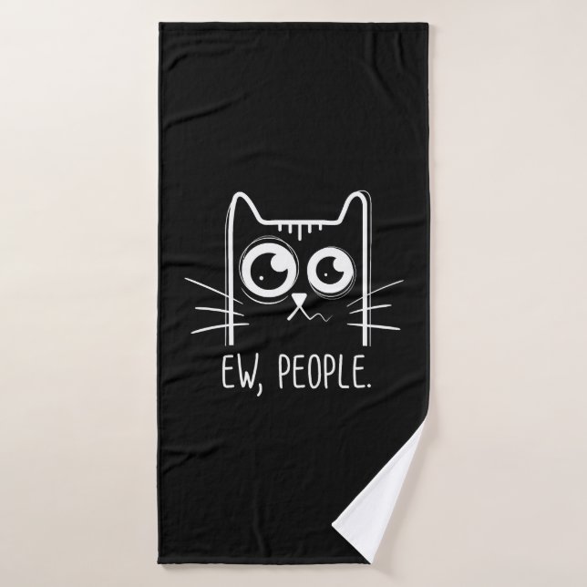 Black Cat Ew Personnes Drôle Amoureux des chats (Serviette de bain)