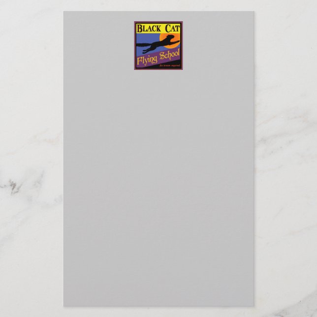 Black Cat Flying School Halloween papeterie (Devant)