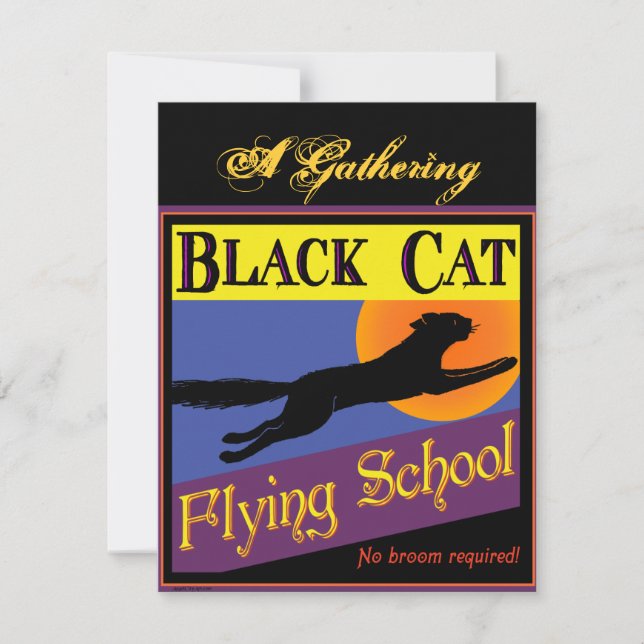 Black Cat Flying School Invitations personnalisées (Devant)