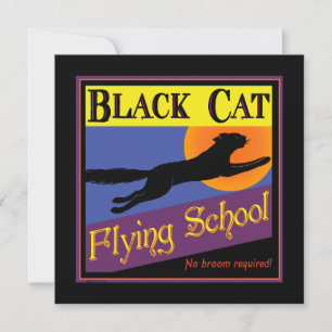Black Cat Flying School Invitations personnalisées