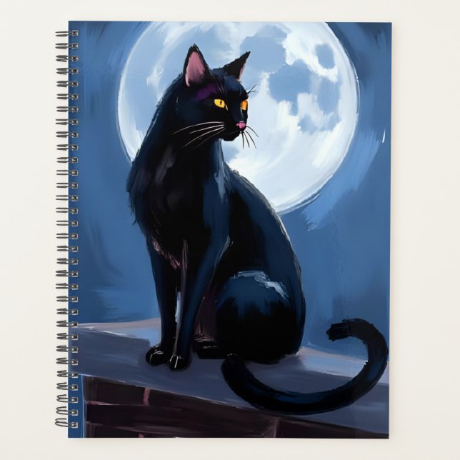 Black Cat | Full Moon Pet Painting (Devant)