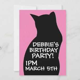 BLACK CAT GIRLS BIRTHDAY PARTY INVITATIONS