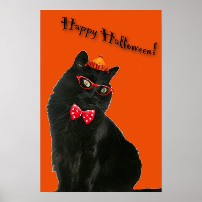 Black Cat Happy Halloween 20 x 30 Poster (Devant)