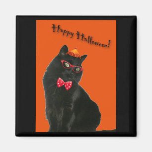 Black Cat Happy Halloween Magnet