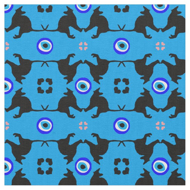 Black Cat, Heart & Evil Eye tissu tendance (Fermer)