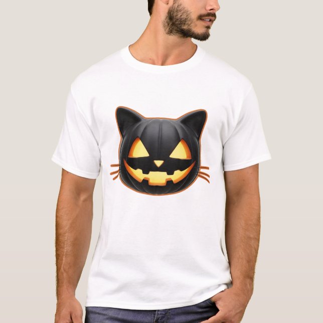 Black Cat Jack o'Lantern Emoji Classic T-Shirt (Devant)