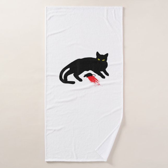 Black Cat Killer instincts Dead Mouse Punk Goth (Serviette de bain)