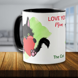 Black Cat Love You Maman Mug