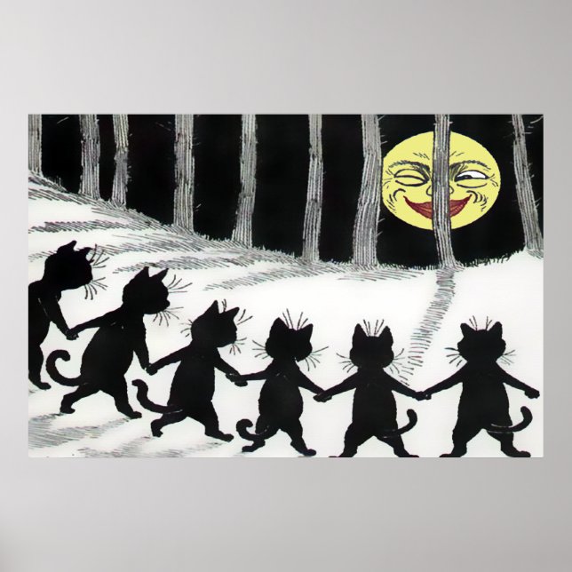Black Cat Moon Poster Print (Devant)