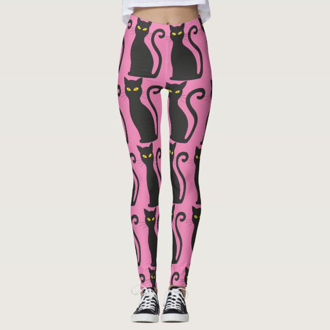 BLACK CAT PINK YOGA PANTS LEGGINGS (Devant)