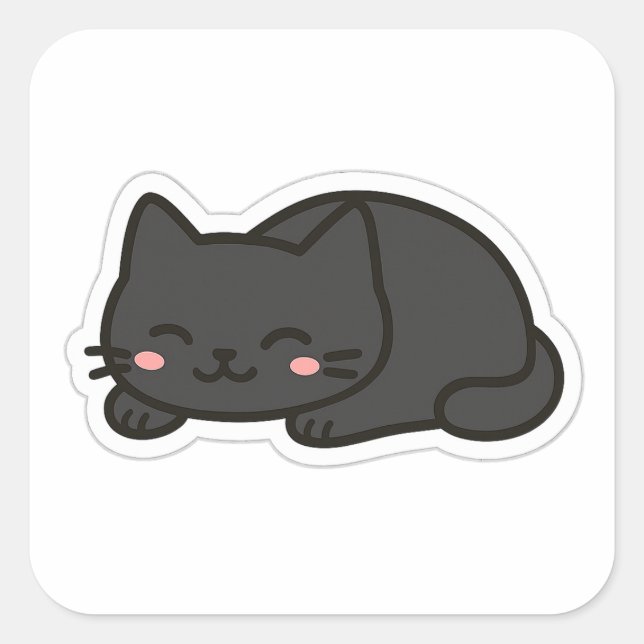 Black Cat PNG Sticker – Cute Kawaii Cat Loaf (Devant)