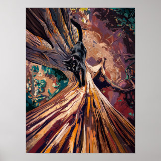 Black Cat Prêt à grimper Poster Imprimer Mur Art