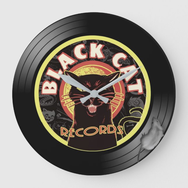 Black Cat Records Horloge murale - Retro Vinyl Jaz (Recto)