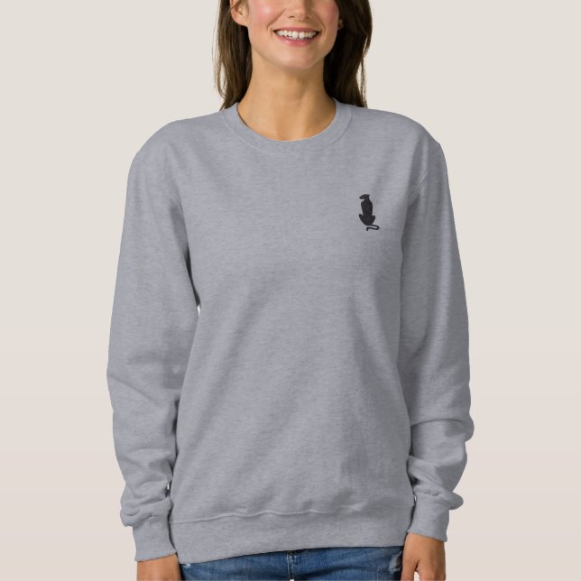 Black Cat Silhouette femmes gris poche sweatshirt (Devant)