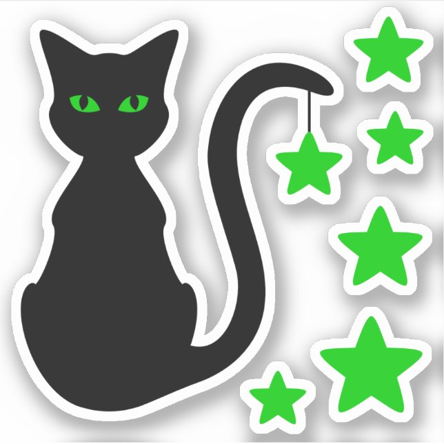Black Cat Stars Vinyl Stickers (Devant)