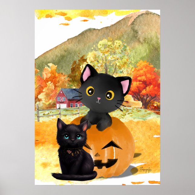 Black Cats “Mommy and Me” Wall Art Poster  (Devant)