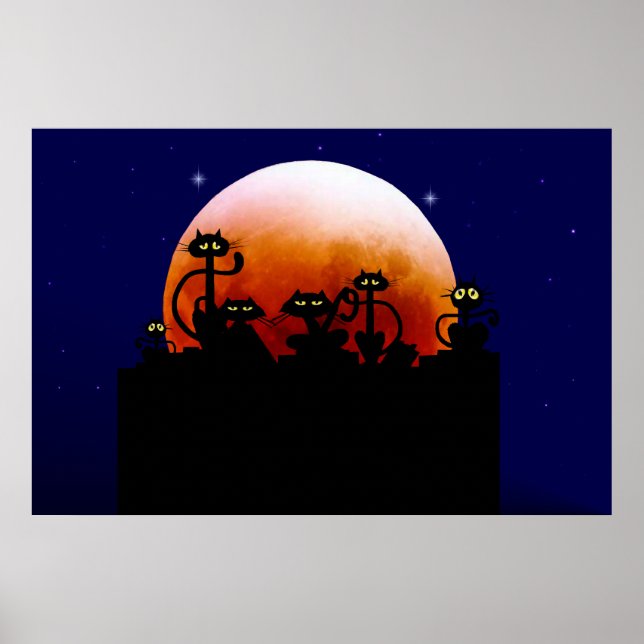 Black Cats On A Fence Poster (Devant)