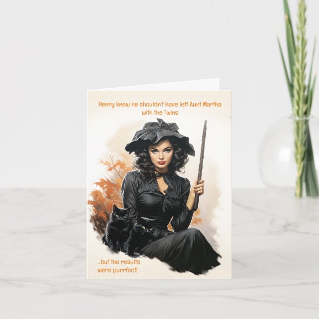 Black Cats Purrfect Babysitter Carte Halloween (Devant)