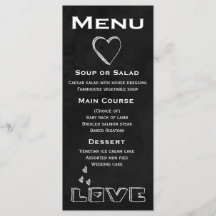 Black Chalkboard Menu Love Heart - Mariage, Fête
