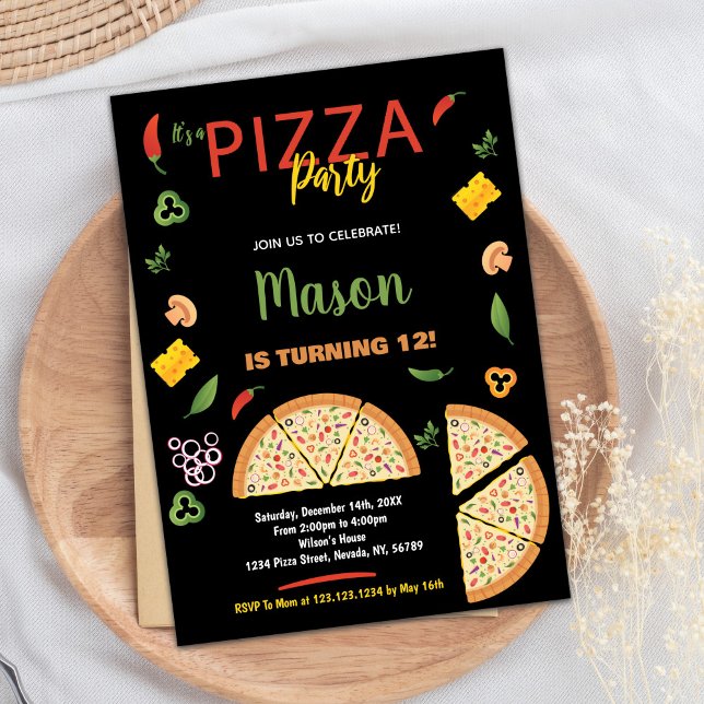 Black Chili Pizza Invitations Anniversaire (Black Chili Pizza Birthday Invitations)