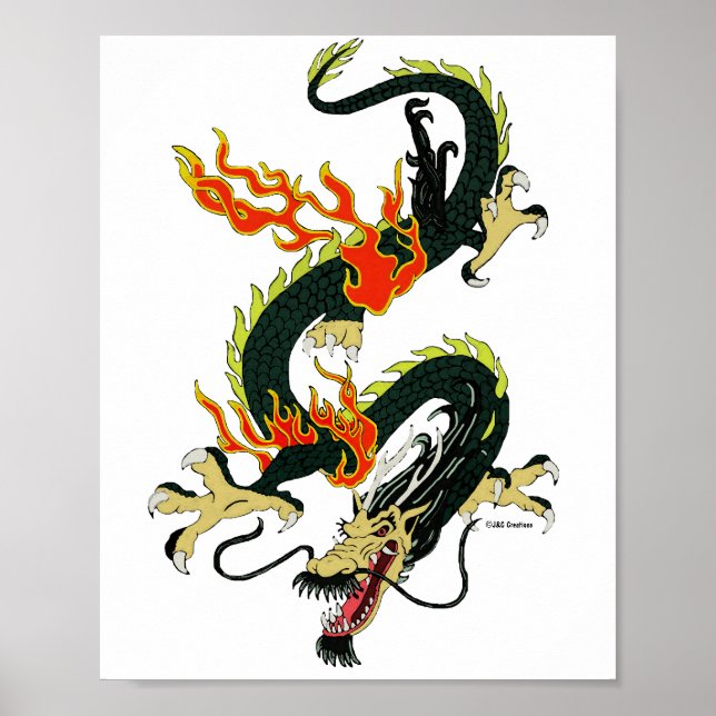 Black Chinese Dragon Poster (Devant)