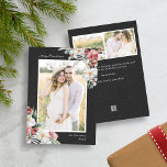 Black Christmas Elegant Photo Collage Carte de vac<br><div class="desc">Black Christmas Elegant Photo Collage Carte de vacances. Célébrez cette saison festive avec notre Elegant Christmas Photo Collage Holiday Card. Peintes à la main avec amour, ces cartes présentent un mélange exquis de fleurs crème, de baies rouges et de plantes vertes, le tout dressé contre un choix d'arrière - plans...</div>