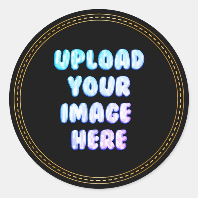 Black Classic Round Sticker with a Business Logo (Devant)