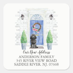 Black Cockapoo Blue Door Nouveau Étiquette d'adres