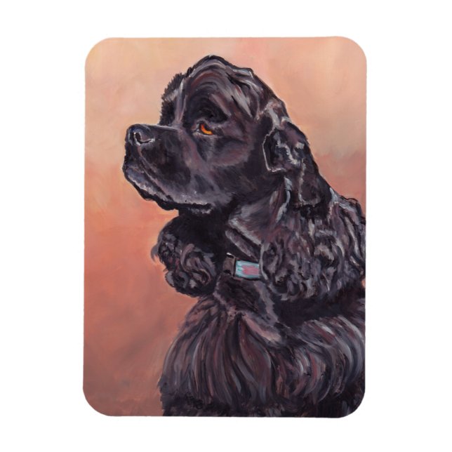 Black Cocker Spaniel Dog Art Magnet flexible (Vertical)