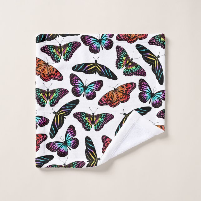 Black Colorful Butterflies (Gant de toilette)