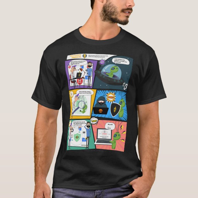 Black Comics Greenie AI Protector Man T-shirt Homm (Devant)