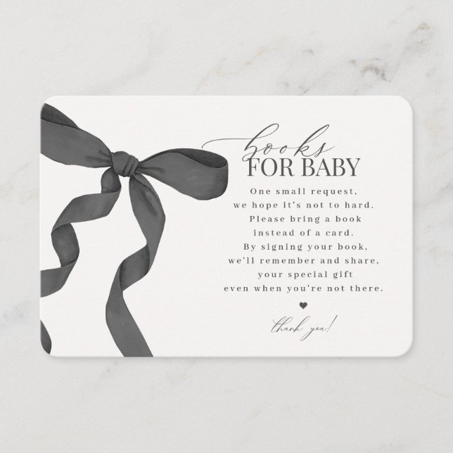 Black Coquette Books For Baby Invitation insert (Devant)