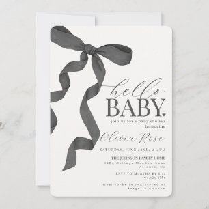 Black Coquette Bow fille Baby shower Invitation