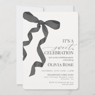 Black Coquette Bow Girl Anniversaire Fête Invitati