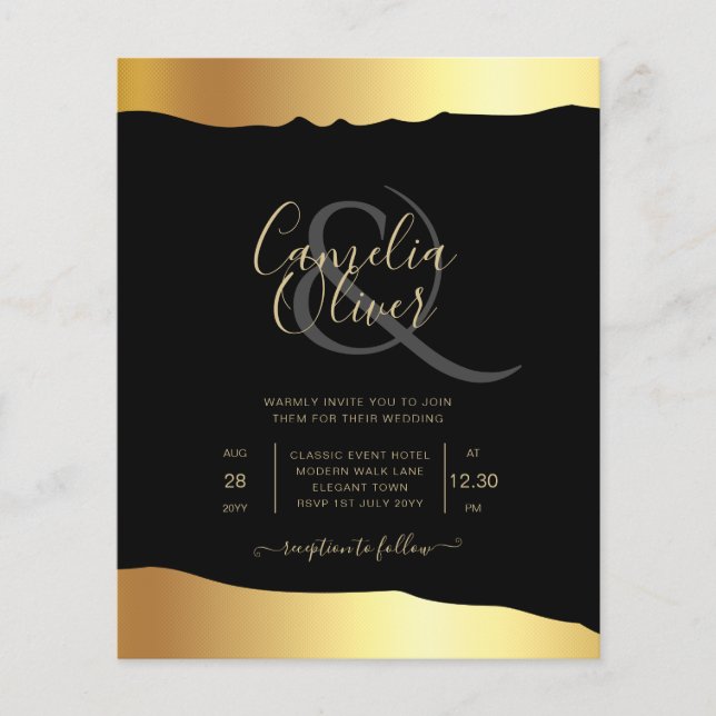 Black Cravate Mariage Gold Foil Script Élégant évé (Devant)