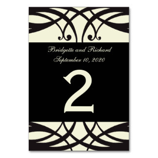 Black Cream Art Déco Mariage Tableau Numéro Cartes