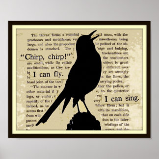 Black Crow~Ching Fly Chirp Poster du livre Vintage