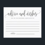 Black Cute Calligraphie Mariage Conseils et souhai<br><div class="desc">Demandez aux clients de donner leurs conseils et leurs souhaits avec cette carte de conseil personnalisable. Il dispose d'une calligraphie moderne noire et d'un motif fantaisiste confetti. Personnalisez en ajoutant vos propres détails. Vous pouvez également modifier l'image arrière en une photo ou toute autre image. Cette carte de conseil et...</div>