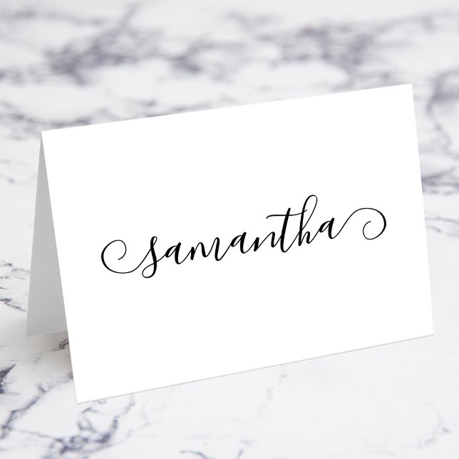 Black Cute Curl Signature Nom Cartes de présence (Black Cute Curl Signature Name Place Cards)