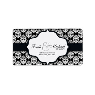 Black Damask - étiquettes de mariage
