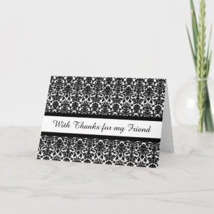 Black Damask Friend Merci carte d'honneur