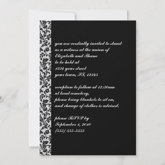 Black Damask Invitation gothique Vintage (Devant)
