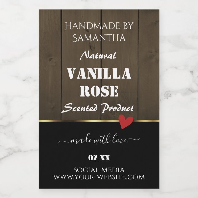 Black Dark Brown Grain produit Étiquettes Coeur (Étiquettes simples)