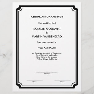 Black Deco frame keepsaké certificat de fin ecru