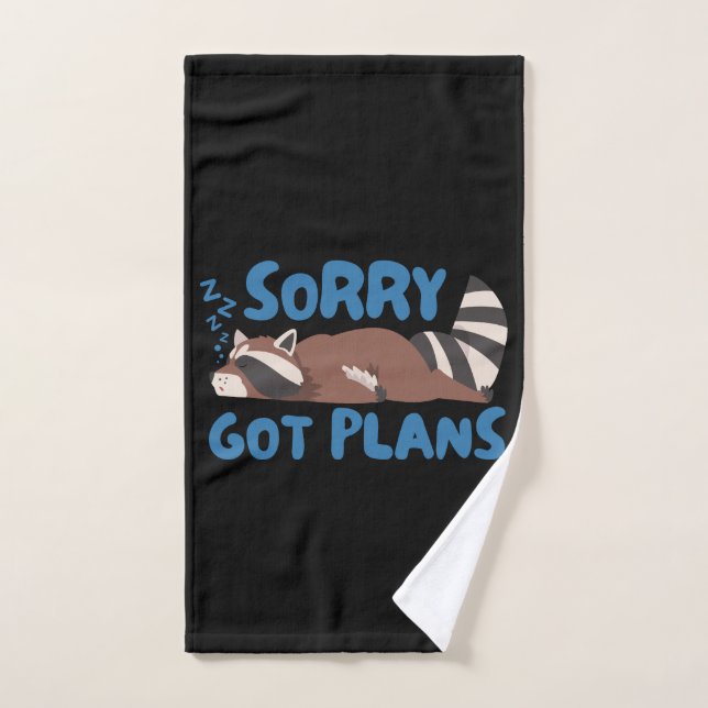 Black Désolé J'Ai Des Plans Drôle Raccoon (Serviette à main)